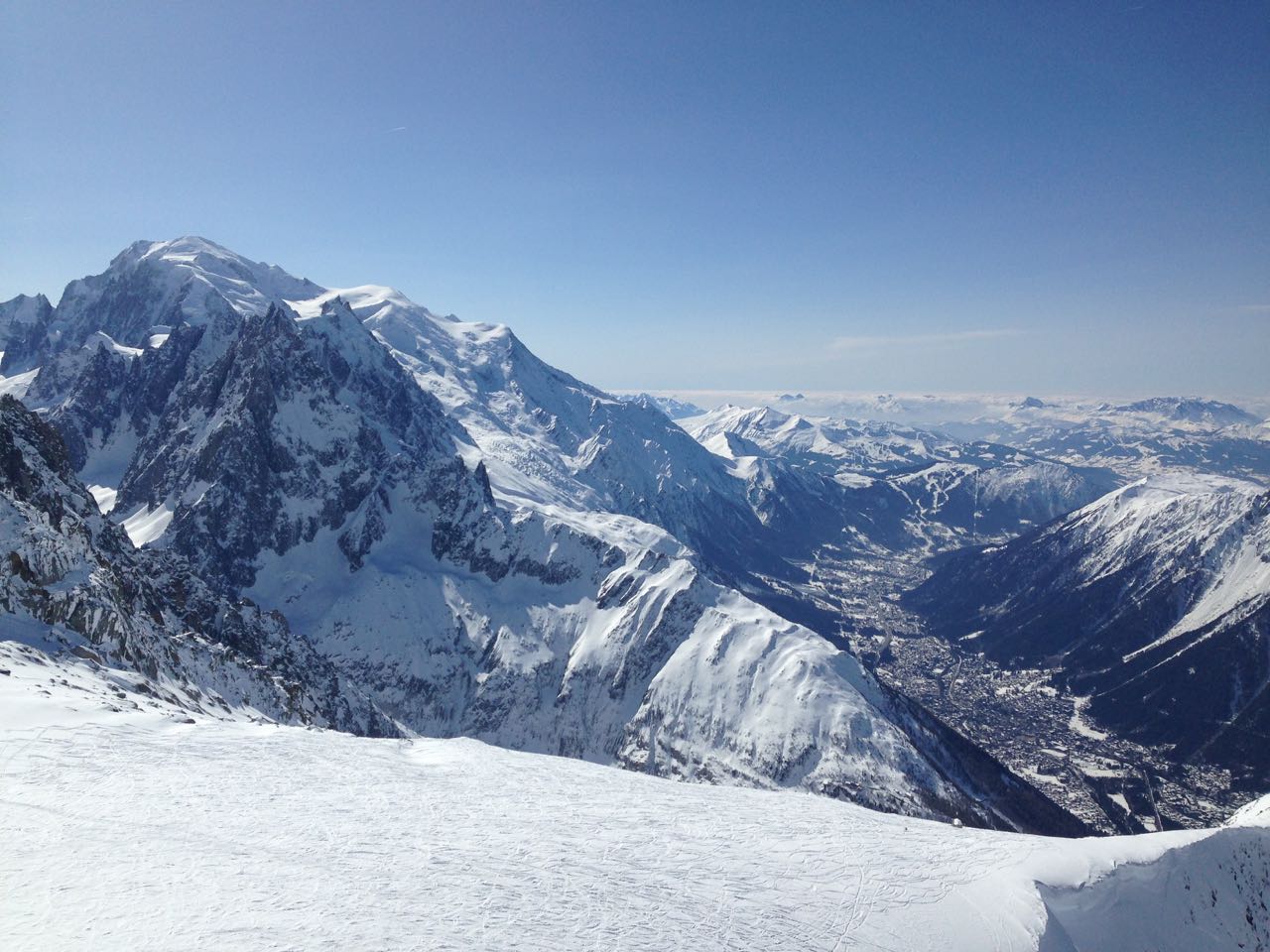 Mt Blanc and Chamonix in snow