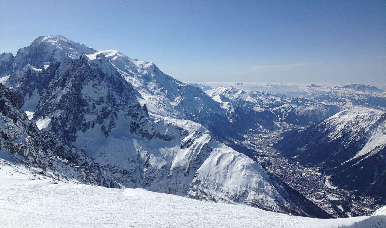 Mt Blanc and Chamonix Mt Blanc and Chamonix Village covered in snow